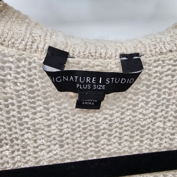 Signature Studios cream open front waterfall lace trim cardigan women's size 1x - Picture 4 of 7